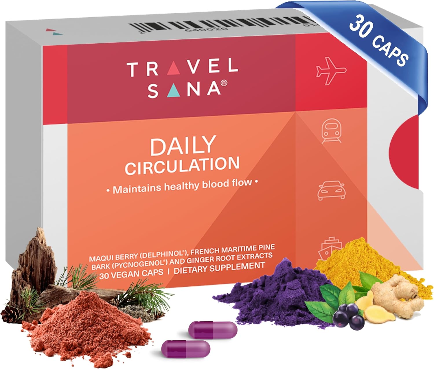 Daily Circulation | Super Antioxidants Supplement & Daily Circulatory Support | Maqui Berry (Delphinol), French Maritime Pine Bark (Pycnogenol), Ginger Root Extracts | 30 Servings