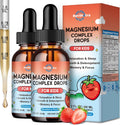 Magnesium for Kids, Kids Magnesium Glycinate Liquid Drops with Calcium, Zinc, L-Theanine, Vitamin D3 K2, C for Sleep, Relaxation, Calm, Focus, Brain,Mood, Bones & Muscles - Strawberry Flavor 2 Pack