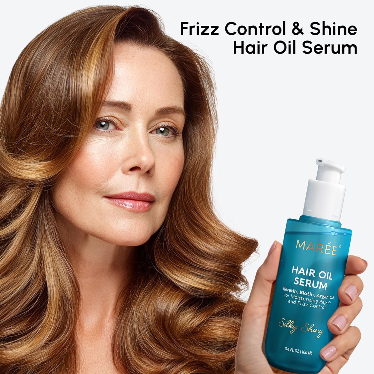 MAREE Hair Oil for Frizzy and Damaged Hair with Vitamins A, E, B5, 2 PACK - Anti Frizz Control Sérum for Curly Women & Men - Aceite de Argán Para el Cabello - Biotin Keratin Antifrizz Products