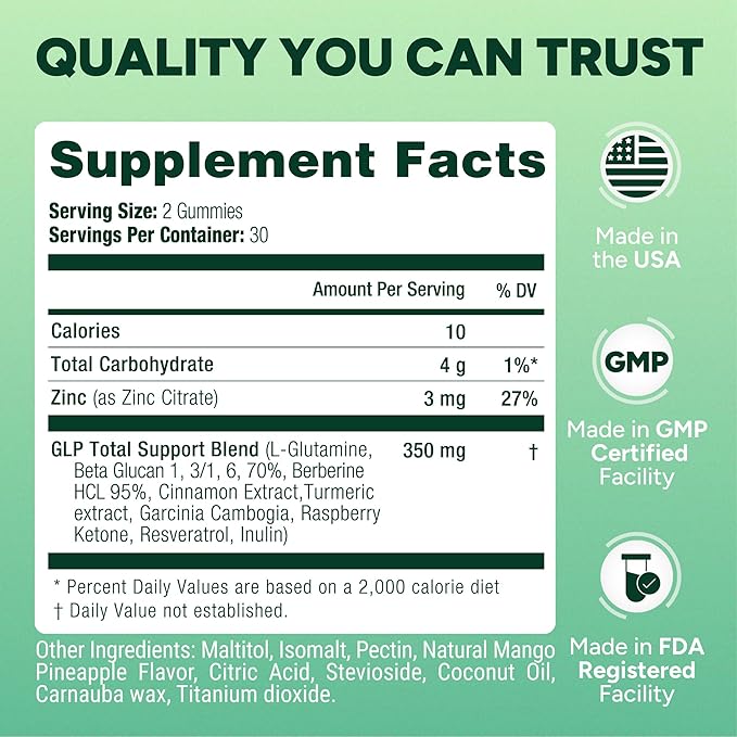 GLP-1 Support Gummies – Sugar-Free Appetite & Craving Control with Berberine, Cinnamon, Turmeric, Garcinia & Raspberry Ketones – Digestion, De-Bloating, Carb Blocker, Vegan, Keto | Diet Kits & Systems