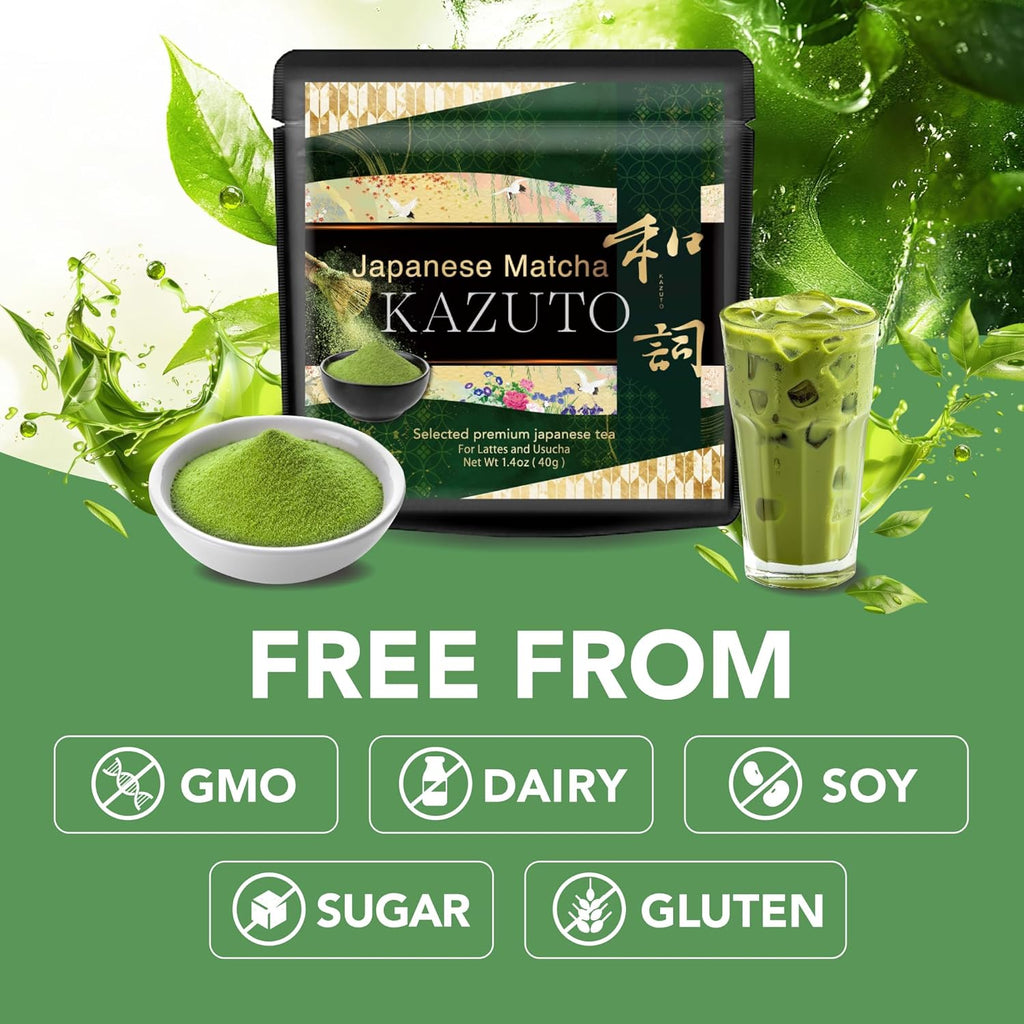 Kazuto Matcha powder Selected Premium Japanese Green Tea for Lattes and Usucha Superior Premium Grade Authentic Japanese First Harvest from Japan Antioxidants Unsweetned