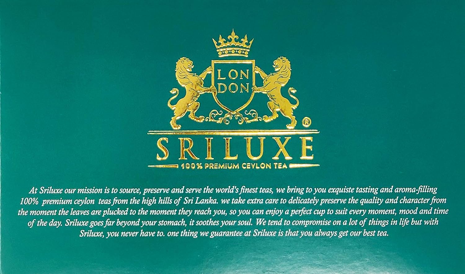 SRILUXE - Premium Quality Ceylon Green Tea Bags Exquisite Taste and Aroma | Brew Hot Tea, Iced Tea or Kombucha Tea (50 Teabags)