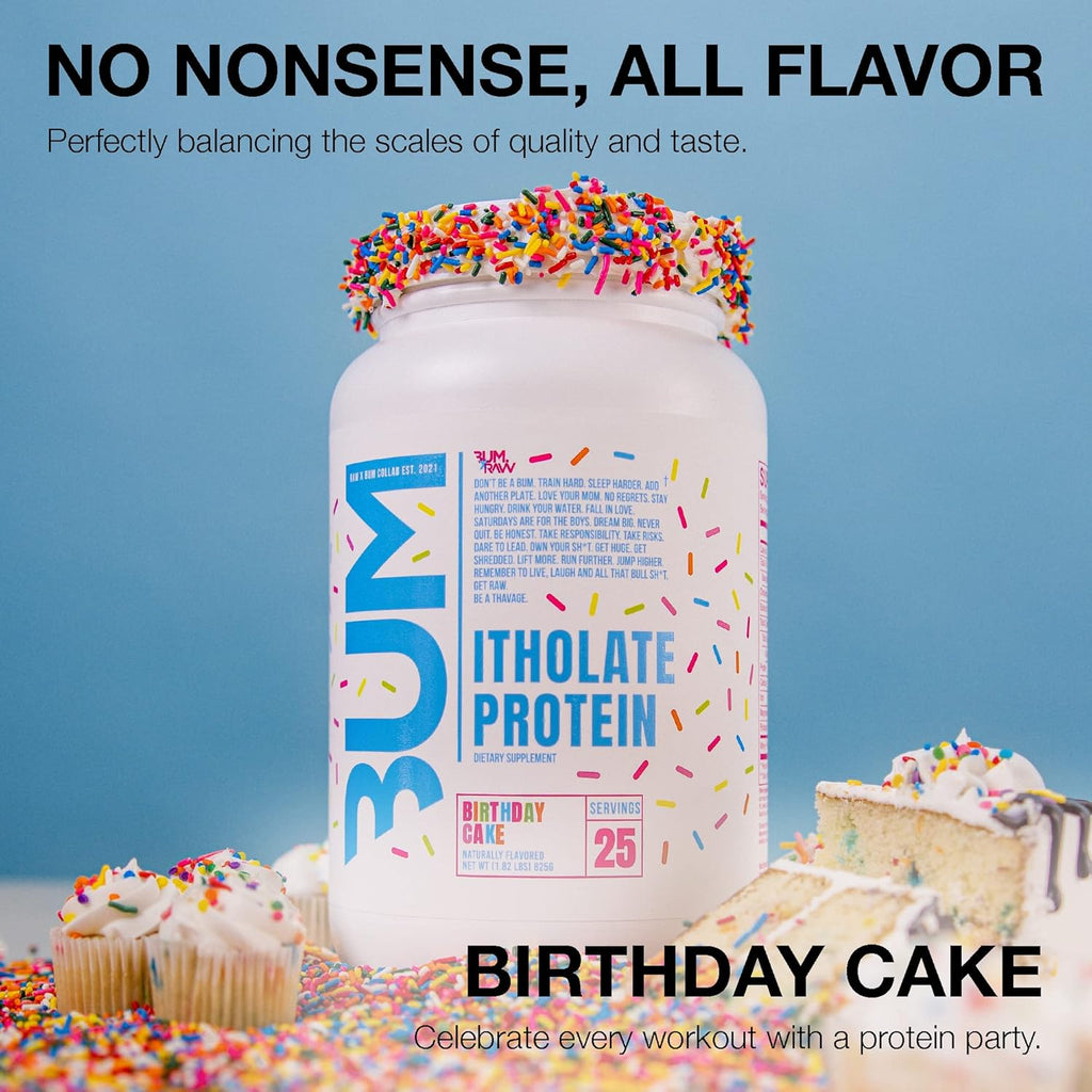 RAW Whey Isolate Protein Powder, Birthday Cake (CBUM Itholate Protein) - 100% Grass-Fed Sports Nutrition Powder for Muscle Growth & Recovery - Low-Fat, Low Carb - 25 Servings
