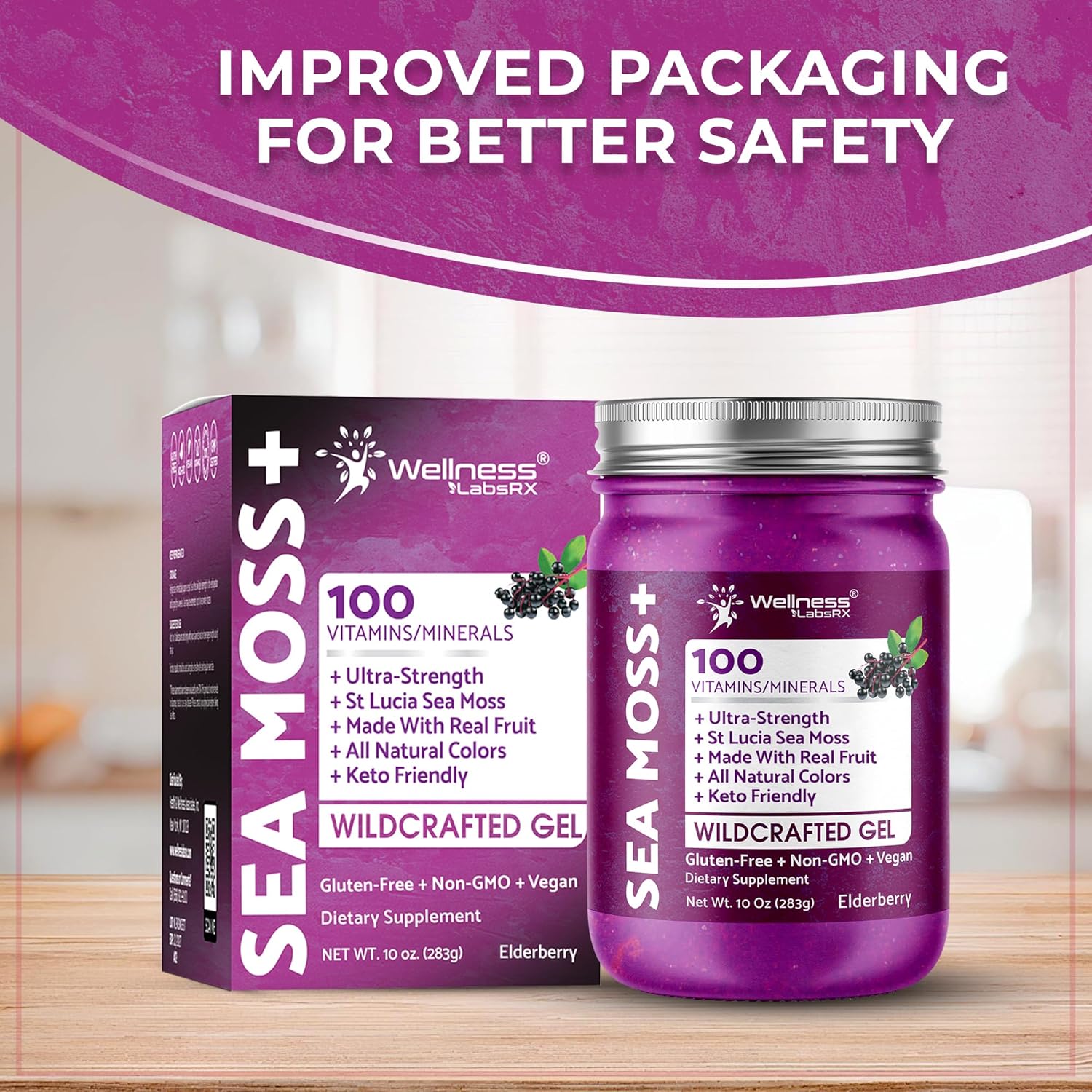 Irish Sea Moss Gel Raw - Wildcrafted Superfood Seamoss Gel - Elderberry Flavor, Vitamin and Mineral-Rich from Pristine Caribbean Waters, Immune and Digestive Health Support - 10 oz.