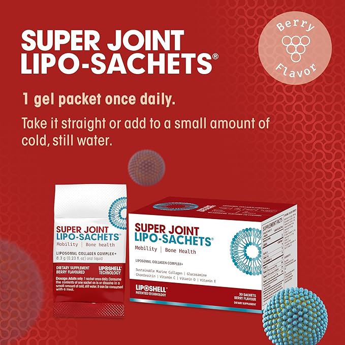 Super Joint Lipo-Sachets Liposomal Collagen Joint Supplement - Liquid Collagen Peptides to Support Joint Health, Mobility & Comfort