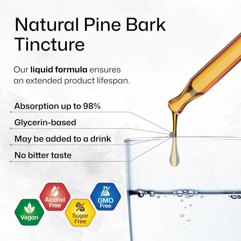 BIO KRAUTER Pine Bark Extract - Rich in Antioxidants Liquid Supplement - 400 mg French Maritime Pine Bark Extract Drops - Vegan, Alcohol & Sugar Free - 2 Fl Oz