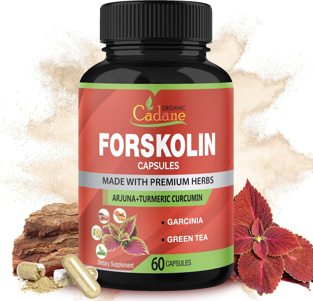 Organic Forskolin Supplements Capsules with Turmeric Curcumin, Arjuna, Garcinia Cambogia, Green Tea - 60 Capsules