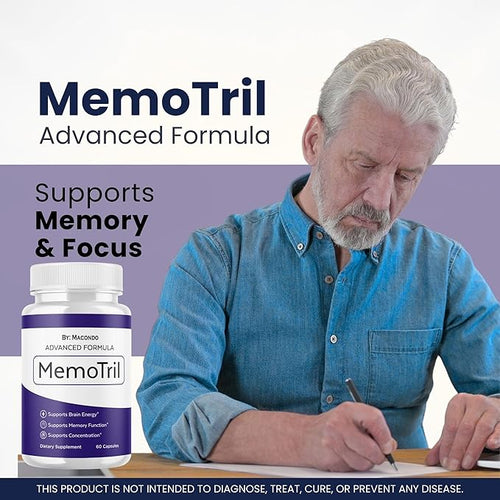(3 Pack) Memotril Capsules - Official Memo Tril Advanced Brain Health Supplement Support, All Natural Formula Vitamins for Overall Health & Wellness - 180 Capsules for 3 Months