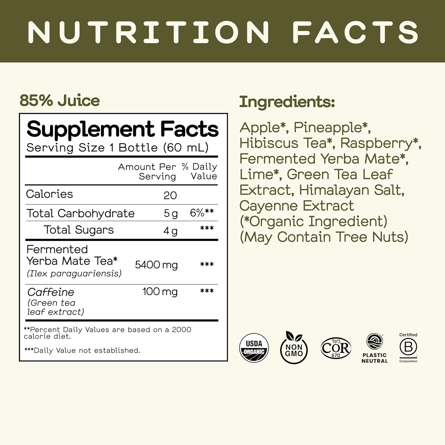 Greenhouse Juice Organic Energy Shot Pick-Me-Up Wellness Shot with Yerba Mate + Green Tea & Caffeine Energy Immunity Shots Vegan & Gluten-Free (2 Oz, Pack of 12)