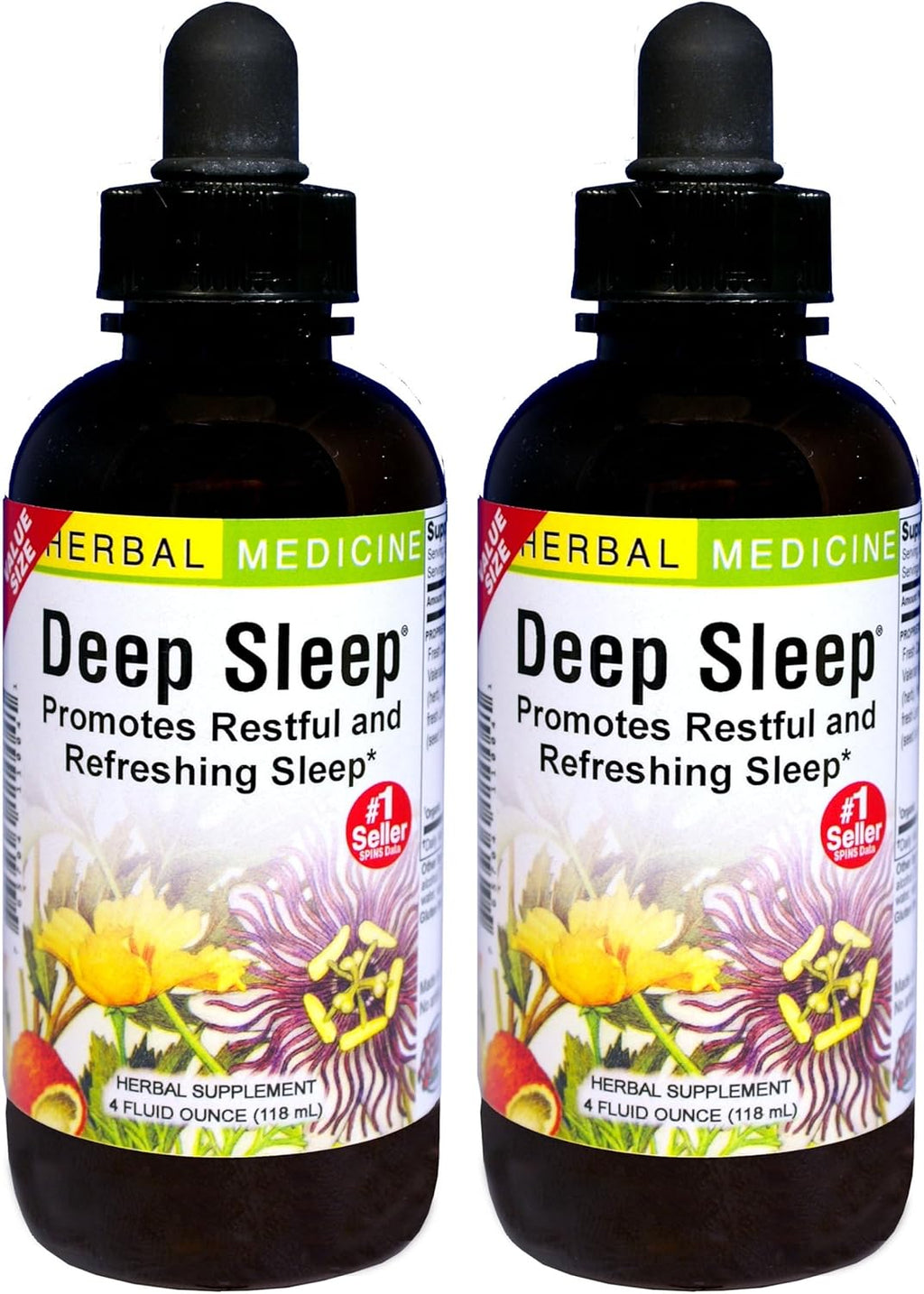 Herbs Etc. - Deep Sleep - Natural Herbal Sleep Aid Supplement - Non-Habit Forming - 4 oz Liquid Extract (Fresh California Poppy, Valerian, Passionflower, Chamomile, Lemon Balm) - 2 Pack