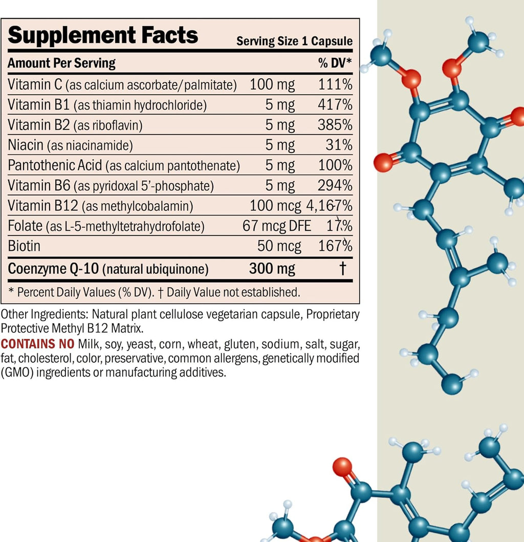 ANDREW LESSMAN Coenzyme Q-10 300 mg 60 Capsules - Essential for Energy Production and Optimum Key Organ Function, Anti-Oxidant Support, Depleted by Aging, Plus B-Complex. Easy to Swallow Capsules