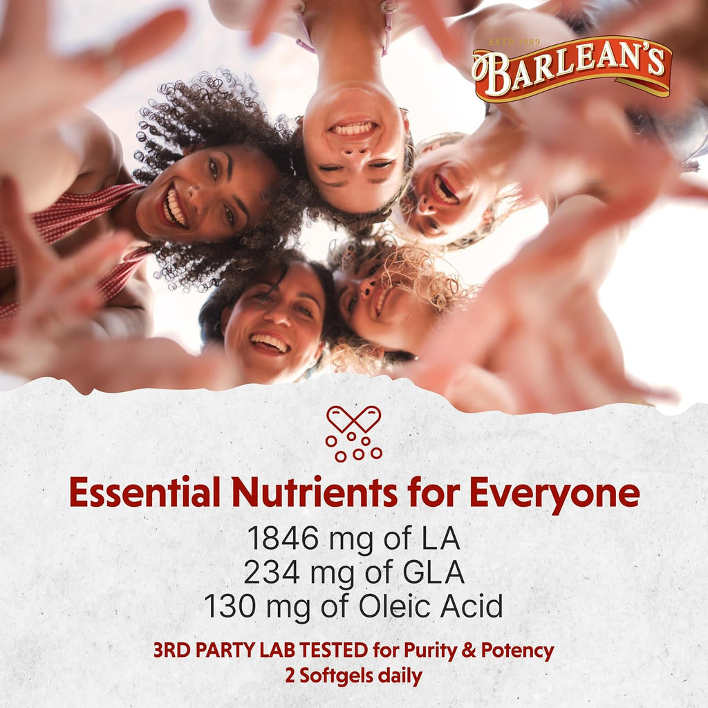 Barlean's Evening Primrose Oil Softgels with Gamma-Linolenic Acid (GLA) - Non-GMO, Gluten-Free - 60-Softgels