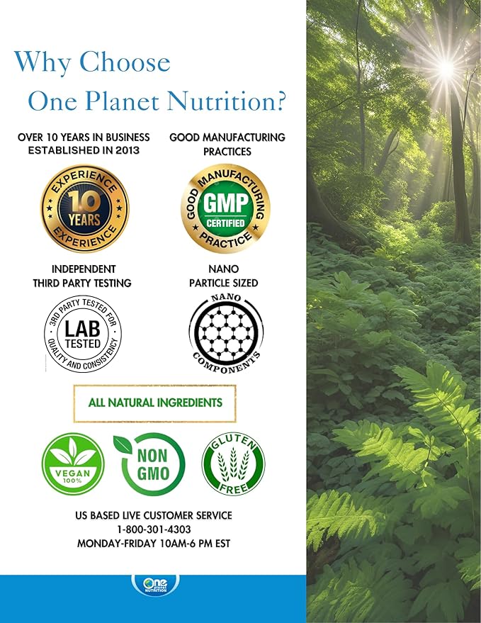 One Planet Nutrition Nano Curcumin Plus 500 mg Veggie Capsules (240 Servings), Nano Curcumin with Boswellia for High Absorption, Supports Joint and Immune Health, Non-GMO, Vegan, Gluten-Free