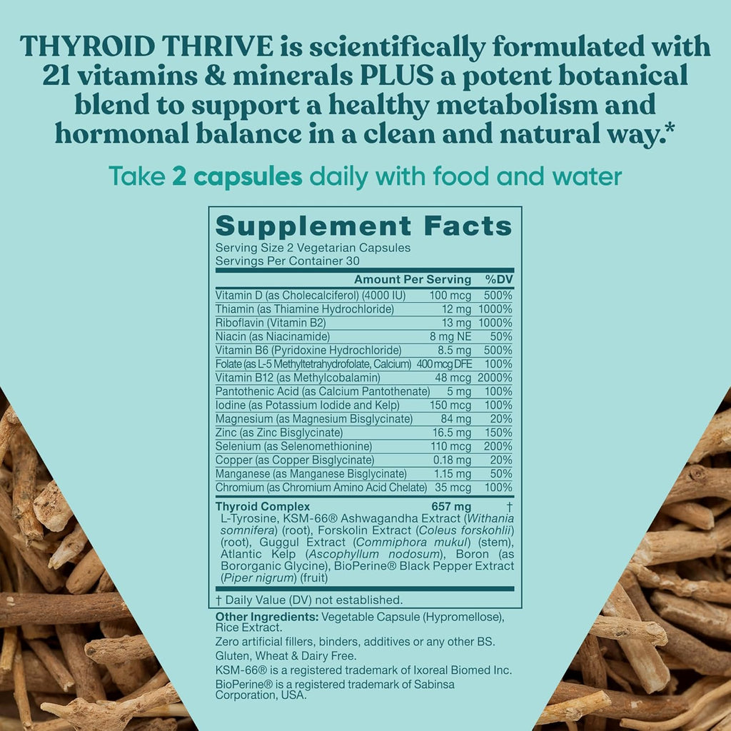 Thrive Energy Support – Naturally Fight Fatigue, Balance Hormones, Promote Focused Energy – Zinc, Selenium, Iodine – 60 Vegetarian Soft Capsules