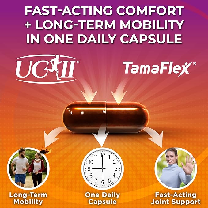 Joint Support Supplement with UC-II® & TamaFlex® – Undenatured Type II Collagen, Turmeric & Tamarind for Joint Health, Flexibility & Mobility – Natural Cartilage Support – Glucosamine-Free Capsules