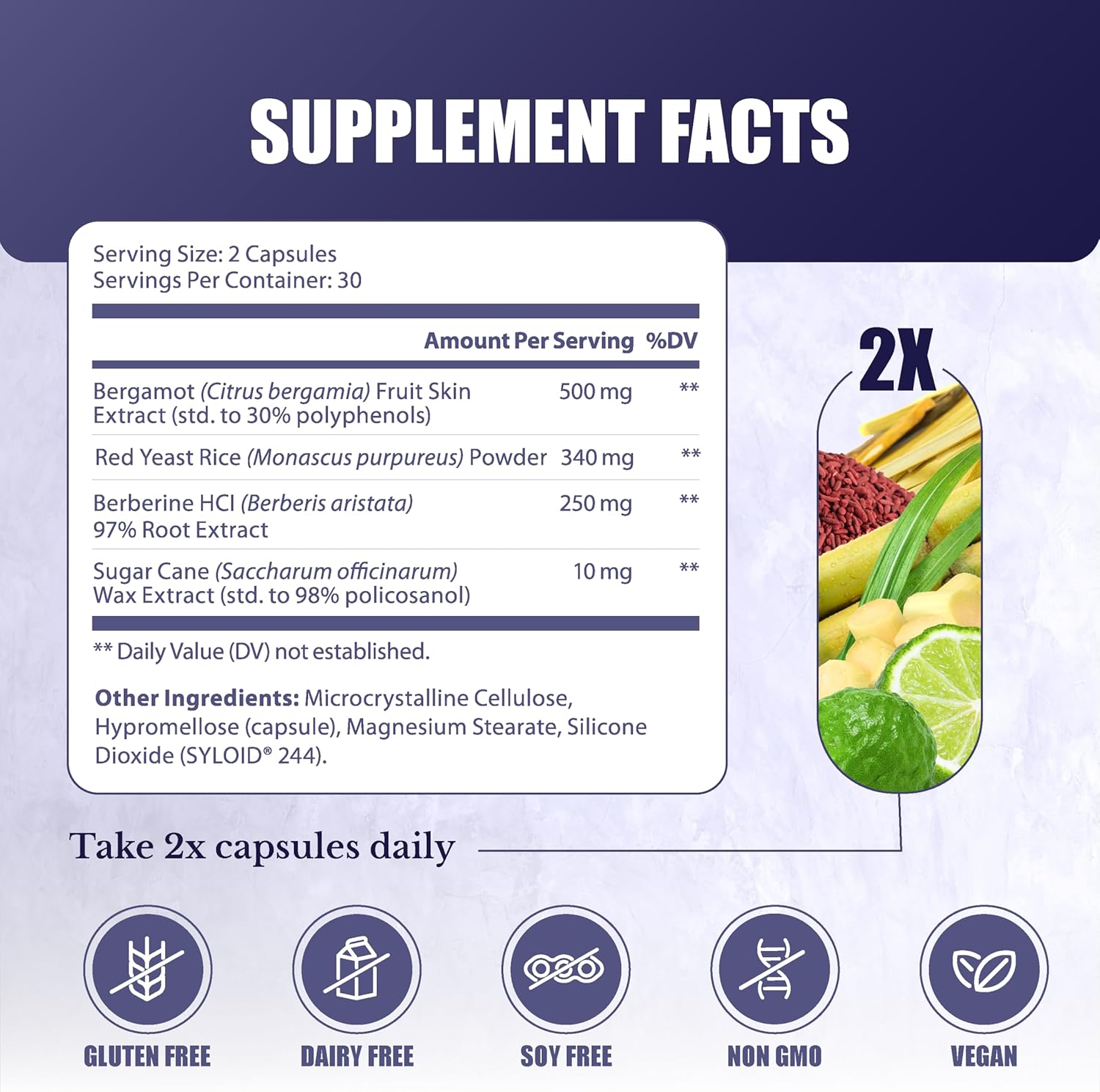 CL Switch – Heart Wellness Supplement – Supports Healthy Cholesterol Levels & Blood Pressure Already in Normal Range* – with Citrus Bergamot, Berberine, Red Yeast Rice & More – 60 Capsules