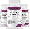 Body Kitchen Mega NAC (N-Acetyl Cysteine) 600 mg with Quercetin, Supports Respiratory Health and Immune Function and Promotes Liver and Kidney Detox, Veggie Caps, (Pack of 3)