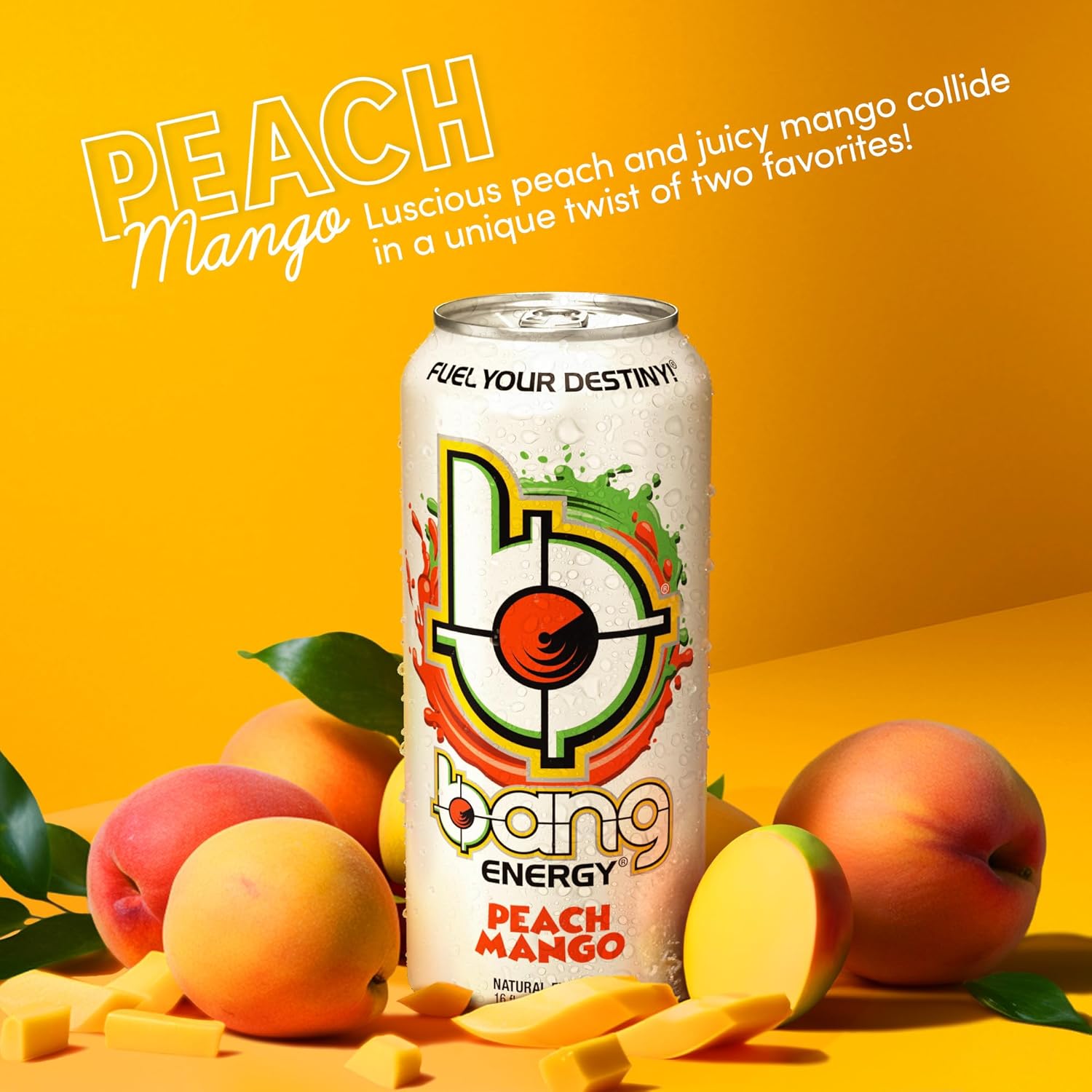 Bang Energy Peach Mango, Sugar-Free Energy Drink, 16-Ounce (Pack of 12)
