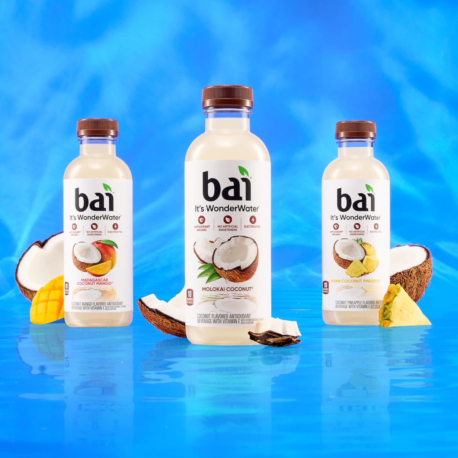 Bai Antioxidant Infused Water Beverage, Puna Coconut Pineapple, with Vitamin C and No Artificial Sweeteners, 18 Fluid Ounce Bottle, 6 Pack