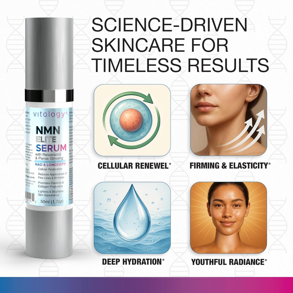 NMN + Resveratrol Face Serum – Cellular Renewal & Anti-Aging Formula with Hyaluronic Acid, Aloe & Ginseng – Boost NAD⁺, Hydrate, Firm & Revitalize Skin for Youthful Radiance – 1.7 fl oz