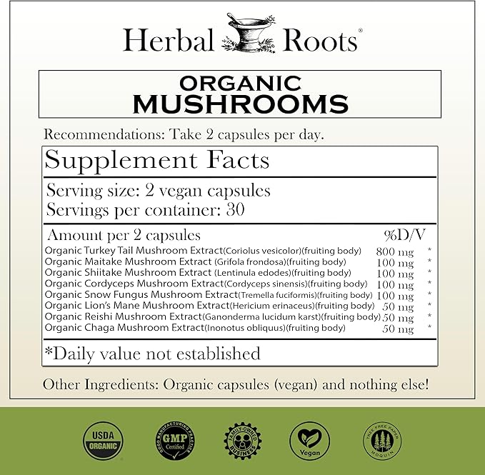 Men's Health Supplement Bundle, Natural Saw Palmetto, Mushroom Blend, Hawthorn, Heart and Prostate Support