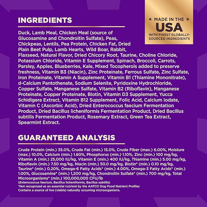 Wellness CORE+ Dry Dog Food with Freeze Dried Pieces, Grain Free, High Protein, Natural, Wild Game Duck, Lamb, Wild Boar, & Rabbit Recipe, (10-Pound Bag)