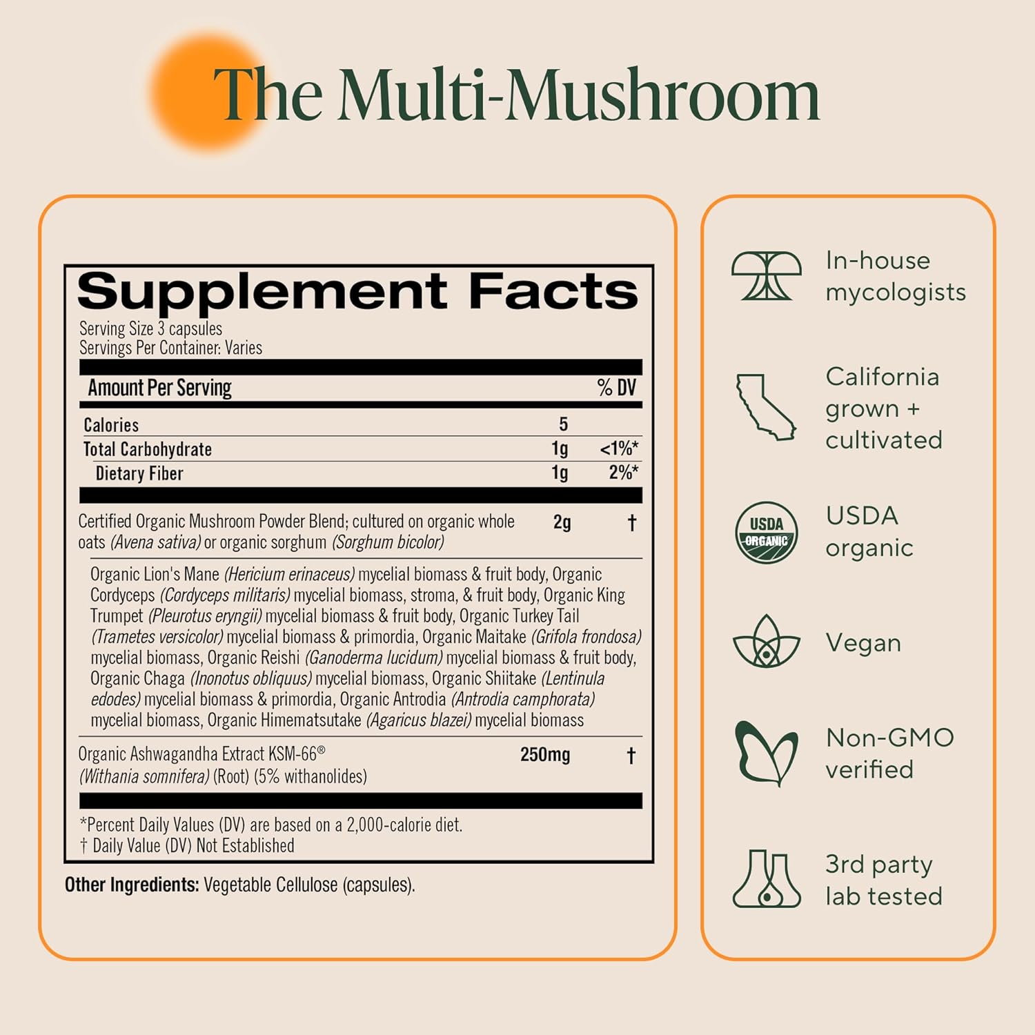 Om Master Blend Mushroom Capsules - Organic Mushroom Supplement with 10 Mushrooms and Ashwagandha – Support Immunity, Gut Health & Stress Relief, 84 Count (28 Servings)