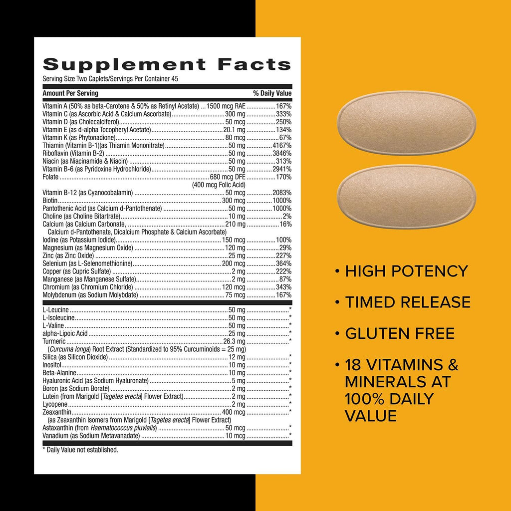 Mega Men Sport Multivitamin Caplets, Athletic Performance Nutrition, Muscle Function, Clinically Proven to Feel Better, Antioxidants, B Vitamins, Energy Production, Timed Release, 90 ct, 45 svgs