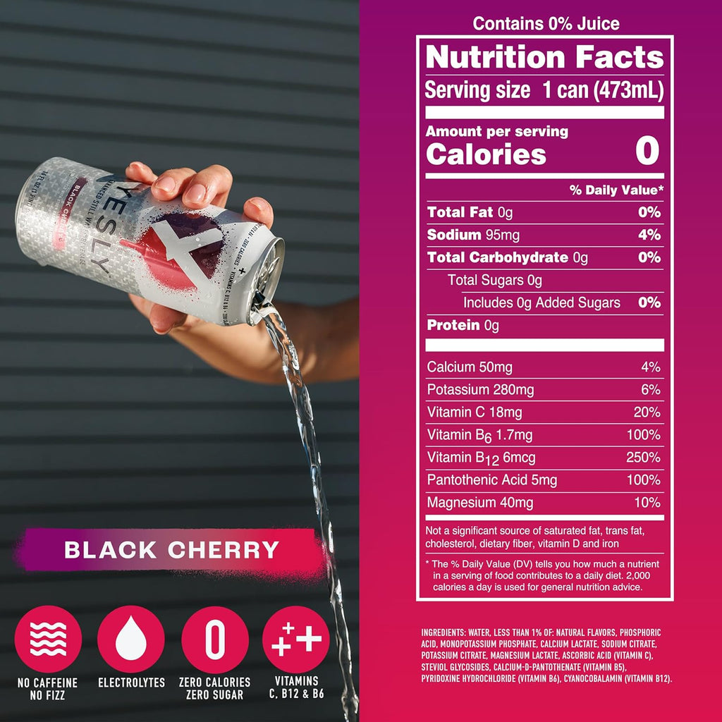 Yesly Functional Water, Variety Pack, Naturally Flavored Still Water with Electrolytes, Magnesium, Potassium, Vitamin C, B6 & B12, Zero Sugar, No Artificial Sweeteners, 16 Fl Oz Cans, 12 Pack
