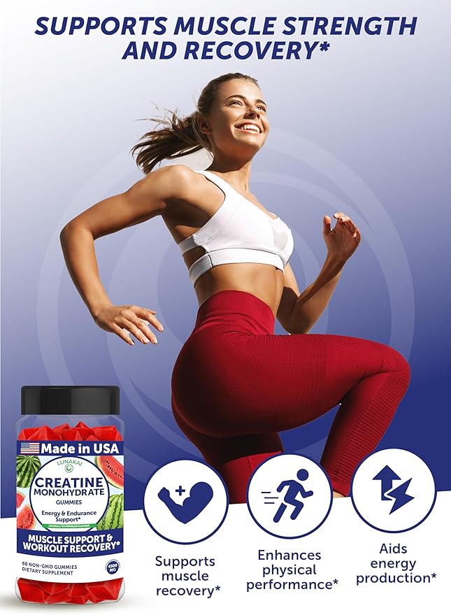 Lunakai USA Made Creatine & Shilajit Gummies Bundle – Recovery & Wellness Support – 60 Non-GMO Gummies Each