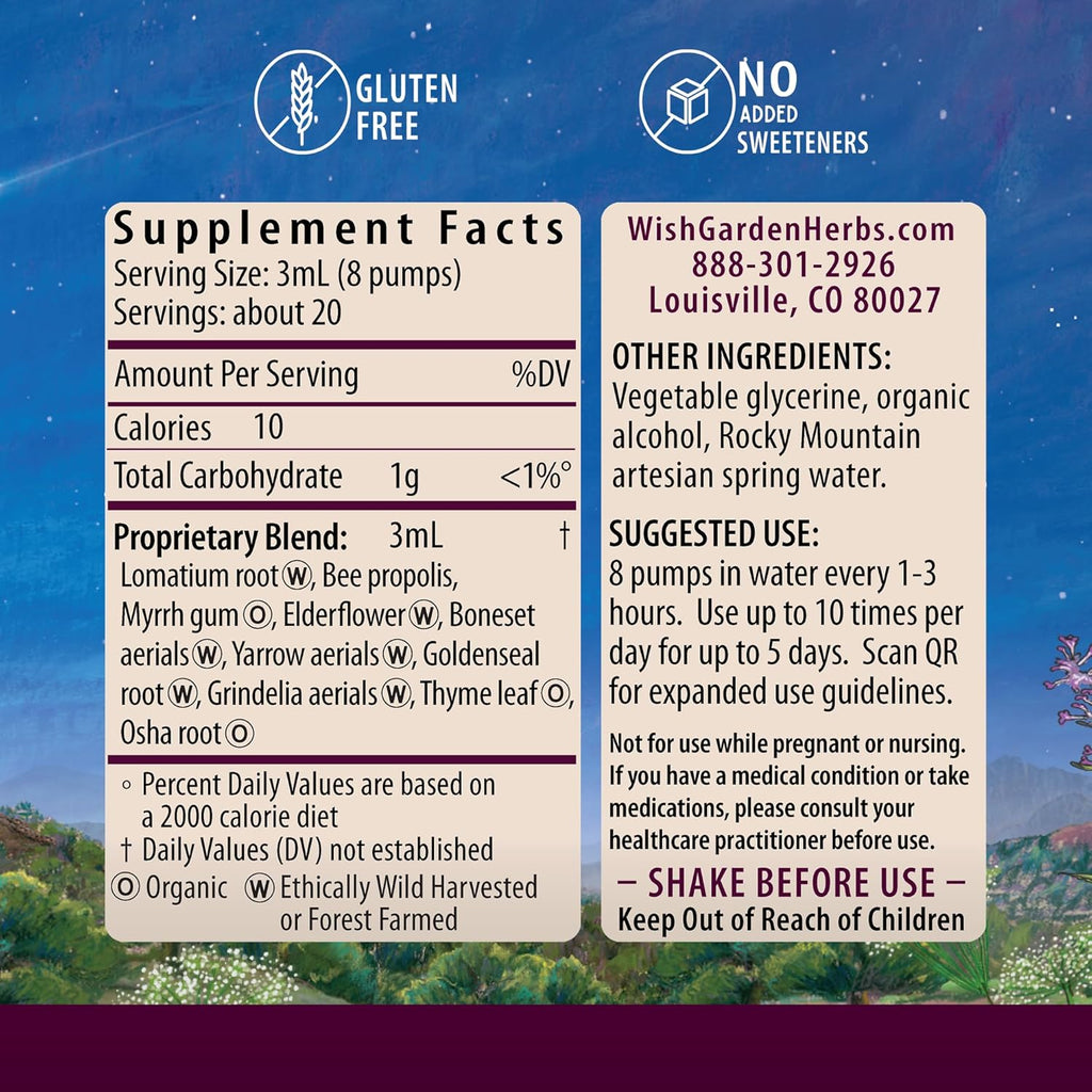WishGarden Herbs Serious V-Fighter - Plant-Based Herbal Rapid Immune Support & Respiratory Health with OSHA & Goldenseal, Soothes Aches & Irritated Lungs, Supports Optimum Body Temperature, 2oz