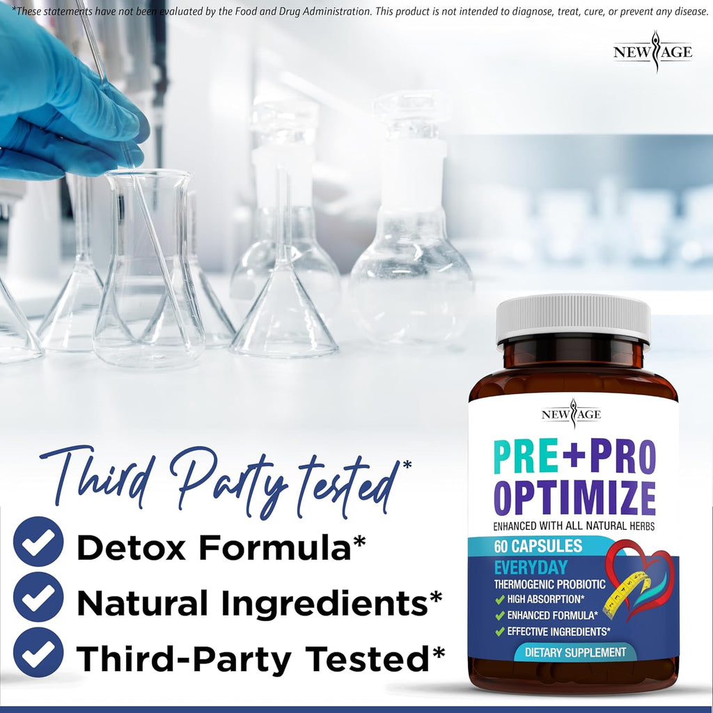 NEW AGE Pro Optimize Probiotics for Women, Menopause, Digestive Health - Support for Bloating, Hot Flashes, Joint Support, Night Sweats - Gut Health & Metabolism - Dong Quai (60 (Pack of 1))
