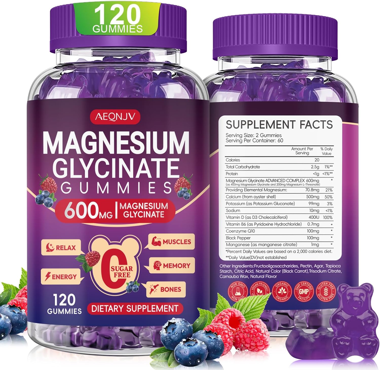 Magnesium Glycinate Gummies 600mg High Absorption