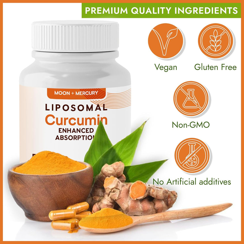 Liposomal Turmeric Curcumin 500mg - 60 Turmeric Curcumin Supplements Capsules