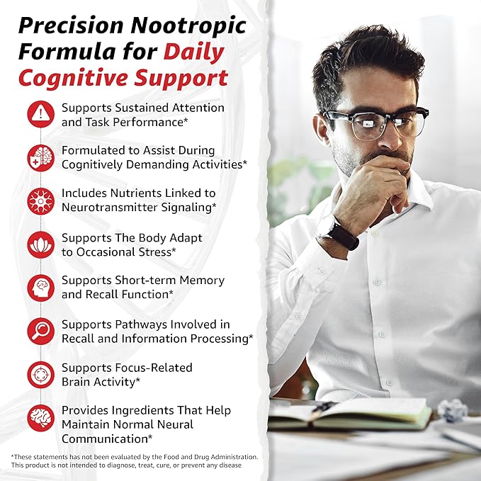 10X Health Focus Rhodiola Rosea - Brain Supplements for Memory and Focus - 60 Capsules Focus Supplement, Memory Supplement for Brain Health with Ginkgo Biloba, Huperzine A - Ginkgo Biloba Capsules