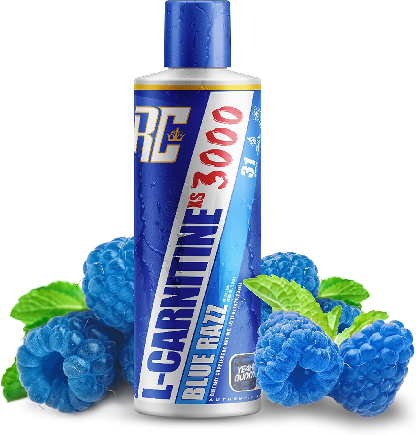 Ronnie Coleman Signature Series L-Carnitine XS 3000 Liquid, Amino Acids Metabolism and Lean Muscle Strength Support, Stimulant Free, Sugar Free, Zero Carbs, Blue Razz, 16 Oz