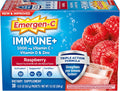 Emergen-C Immune+ Triple Action Immune Support Powder, BetaVia (R), 1000mg Vitamin C, B Vitamins, Vitamin D and Antioxidants, Raspberry, Back to School Essentials – 30 Count