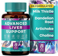 High-Potency Vegan Liver Cleanse Detox & Repair (120 Days Supply) - Dr Formulated Milk Thistle, Silymarin, Choline, Artichoke & Dandelion Root Supplement – Liver Support & Kidney Detox - 120 Capsules
