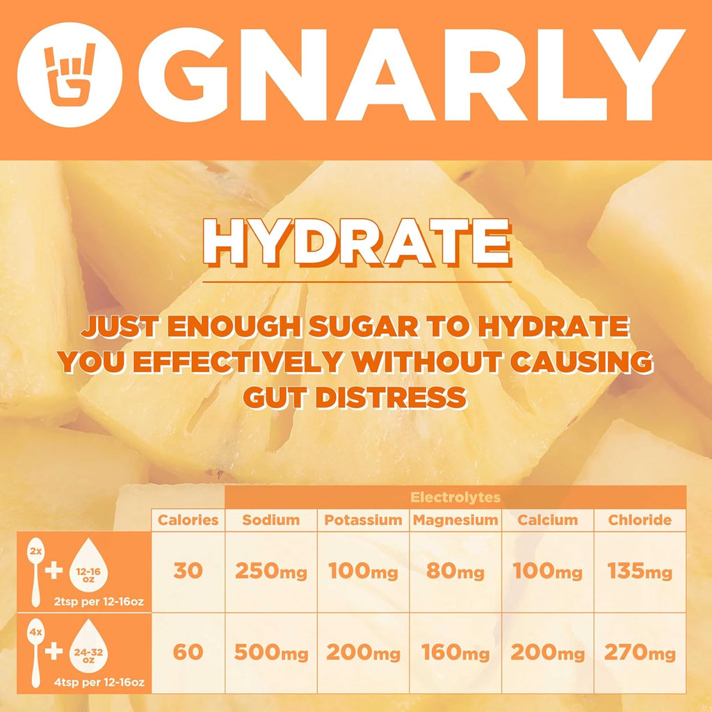 Gnarly Nutrition Hydrate Electrolyte Powder – Orange Pineapple Exercise Hydration Drink Mix – NSF Sport Certified – Electrolyte Solution, Performance & Recovery – Orange Pineapple, 14.10 oz