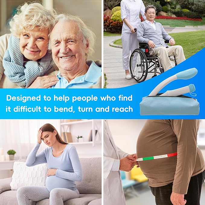 Foldable Toilet Aid, 15.6“ Long Comfort Wipe Wand Bottom Buddy Toilet Self Tissue Aids for Toileting, Self Help Wipe Butt for Overweight Limited Mobility,Elderly, Pregnancy