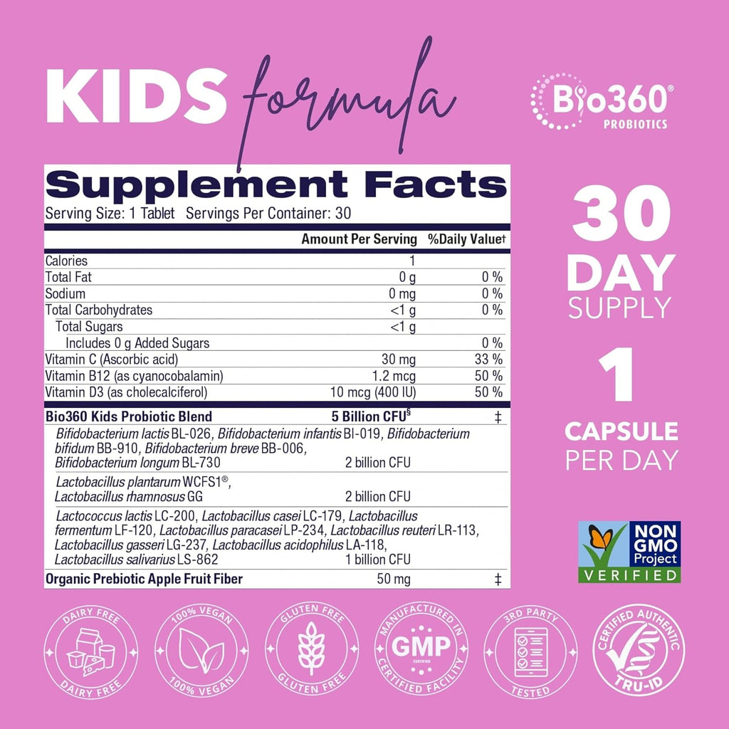Probiotics for Kids - 15 Strains & 5 Billion CFU Supports Brain, Immune & Digestive Health - Kids Probiotic Chewable with Organic Prebiotics for Gut & Constipation, Mixed Berry Flavor, 30 Count
