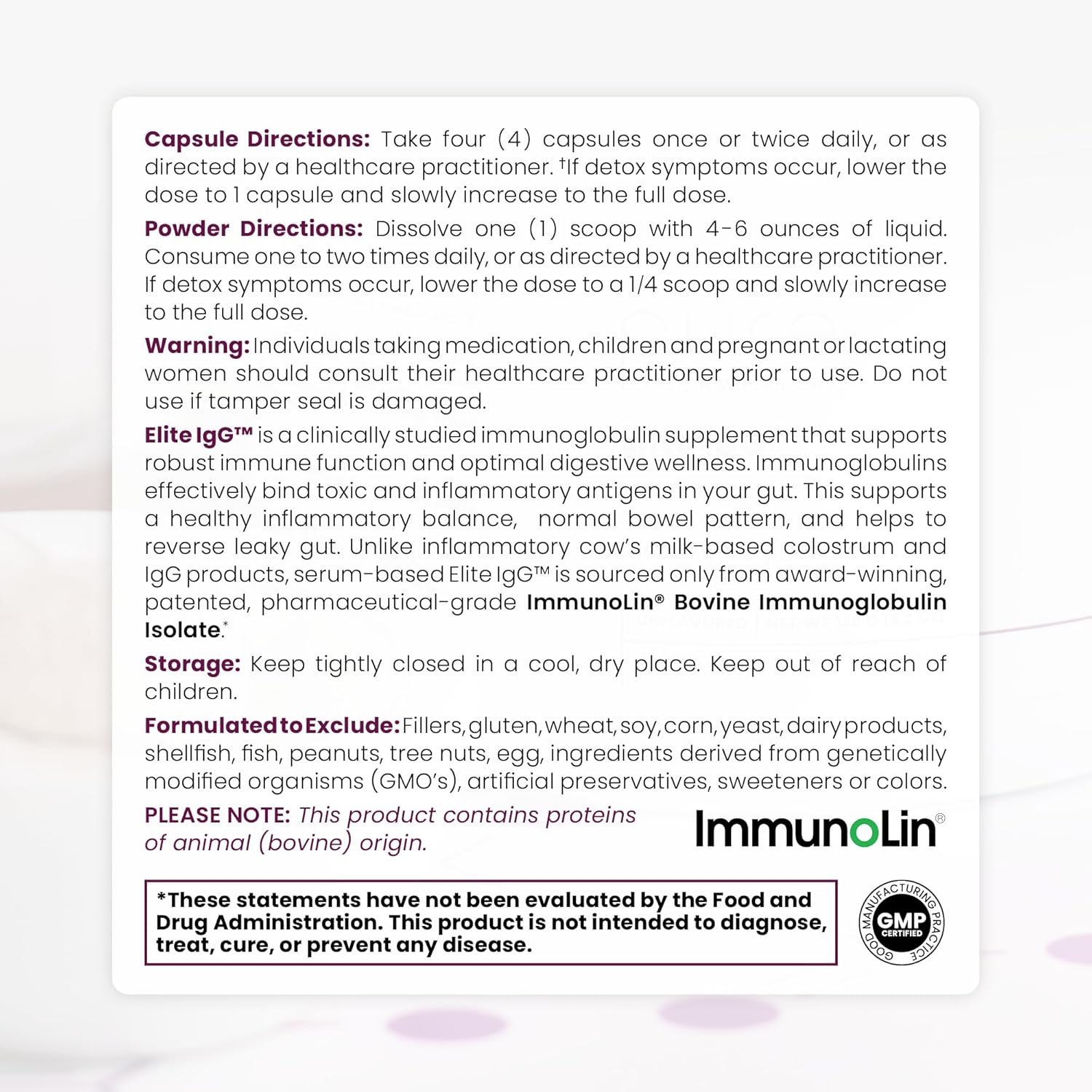 Pure Therapro Rx Elite IgG Immunoglobulin Supplement Powder, 30 Servings, Gut Health & Immune Support, 1100 mg IgG, IGA & IgM, Sunflower Lecithin | Colostrum Supplement Alternative