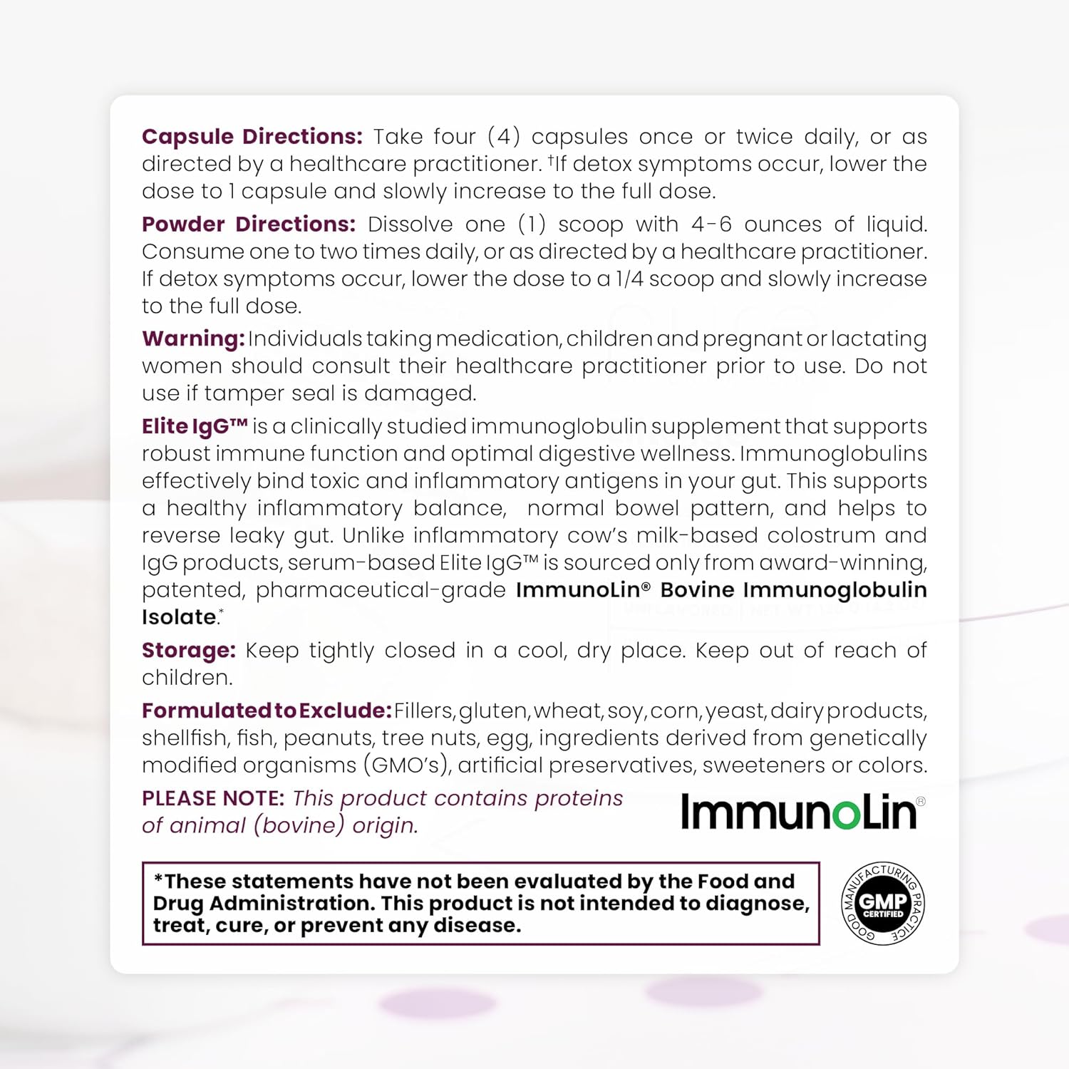 Pure Therapro Rx Elite IgG Immunoglobulin Supplement | 1100+ mg IgG, IGA & IgM Serum Derived Immunoglobulins (SBI) | Colostrum Supplement Alternative | Gluten, Dairy & GMO Free (60 Capsules)