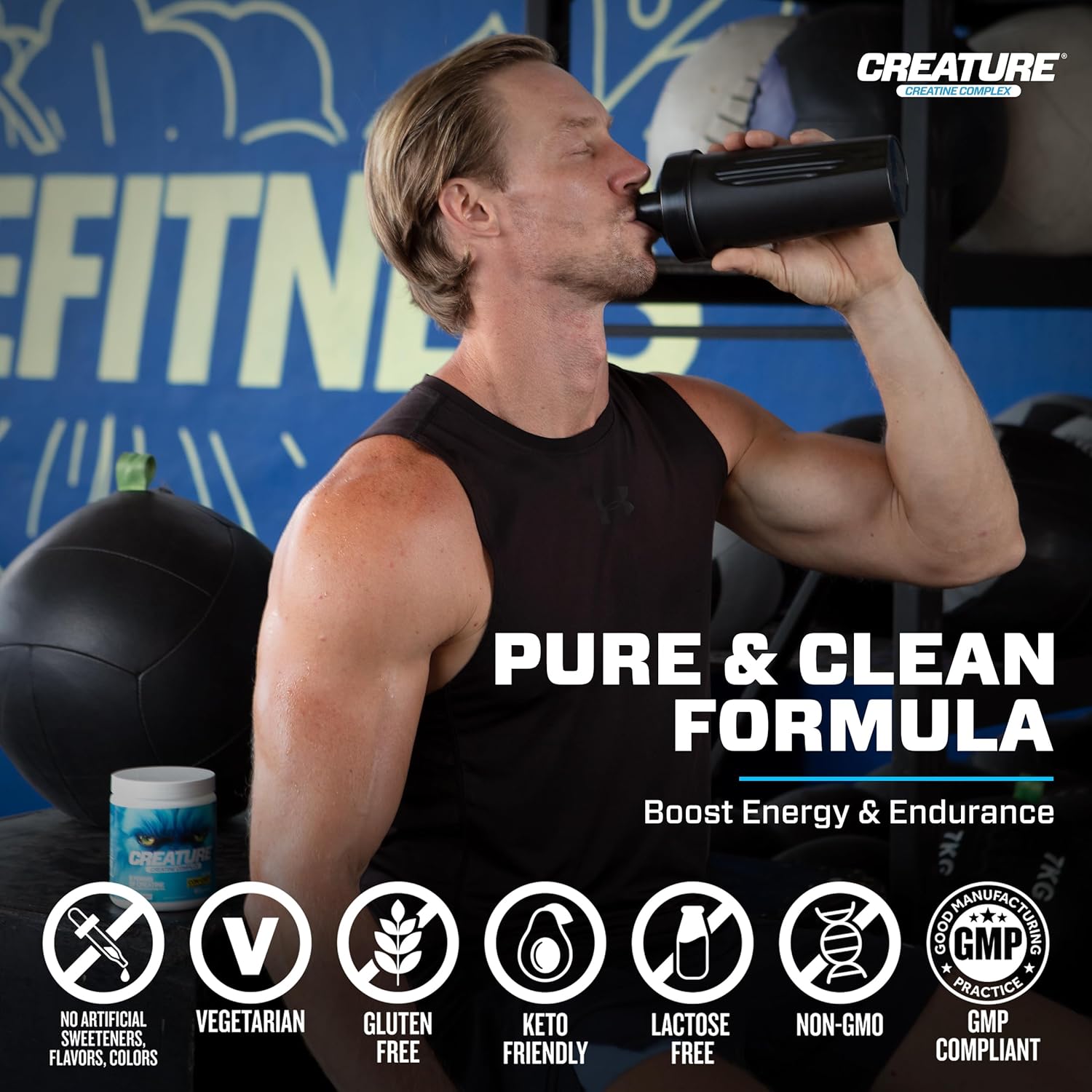 CREATURE® Creatine Complex - Creatine Monohydrate Powder with 5 Types of Creatine Including Con-Crēt® Creatine HCL, Promotes Muscle, Strength, Endurance, Brain Health, Unflavored, 300g, Pack of 2