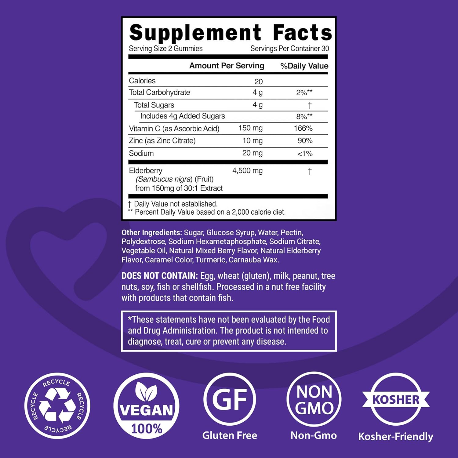 Elderberry Gummies with Vitamin C and Zinc - Immune Booster Elderberry Gummies For Adults and Kids - Vegan Natural Ingredients Defense Multivitamins with Antioxidant Support (120 Gummies)