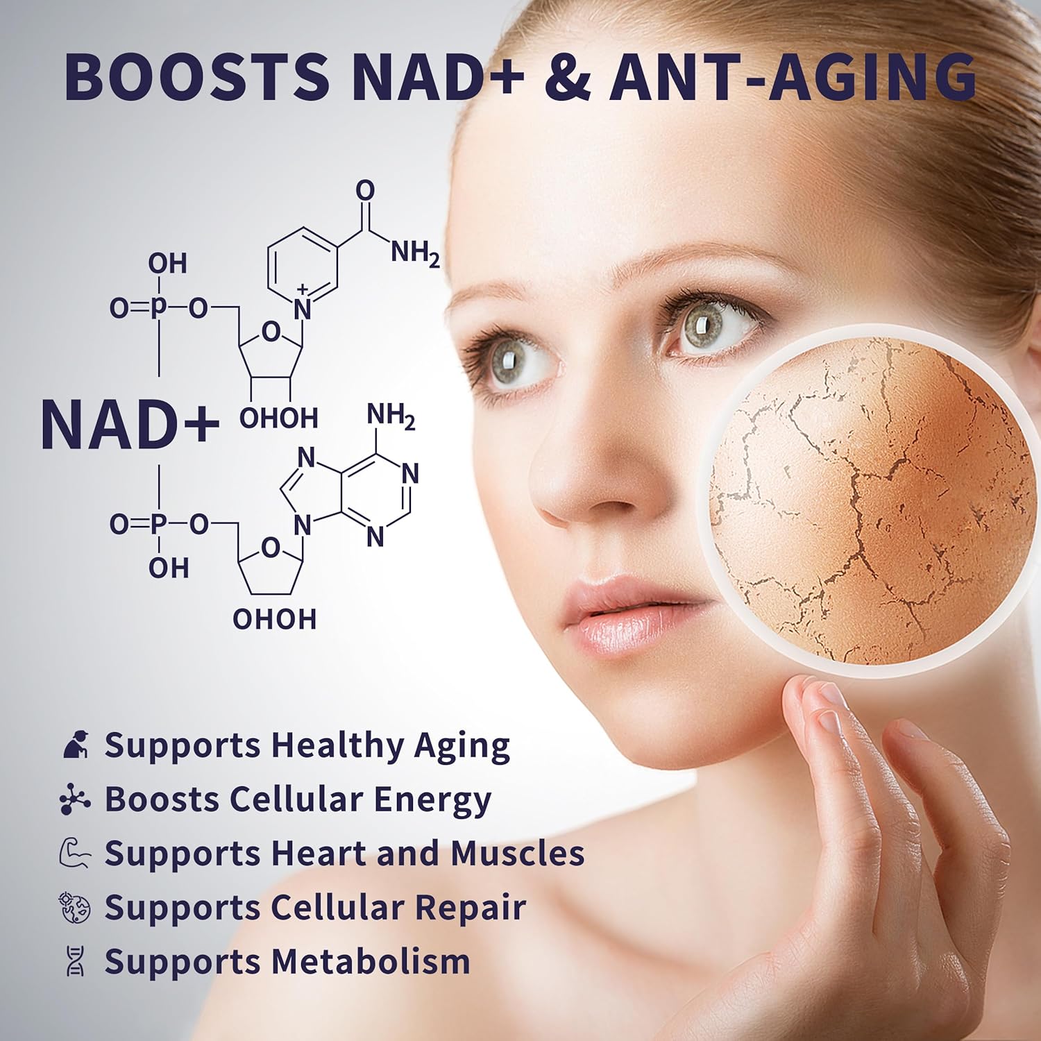 Women's NAD Liquid Supplement, Pure 500mg Liposomal NAD - Cell Regeneration，Energy & Metabolism Support, Vegan,Sugar Free，Additives Free