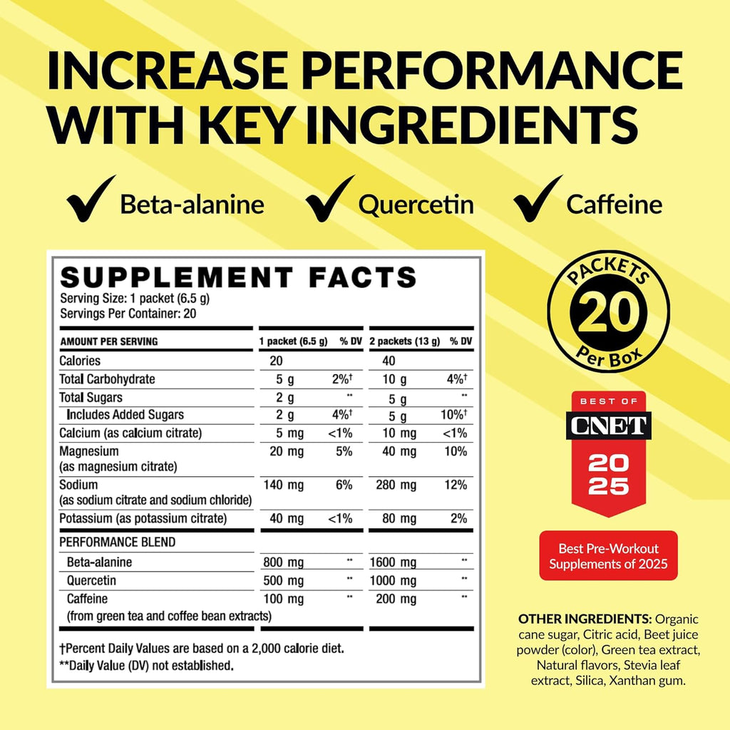 BODi Energize Pre Workout Powder - Beta-Alanine, Quercetin & Low-Dose Caffeine Formula for Enhanced Energy & Focus, Increase Energy & Endurance Supplement, Fruit Punch, 20 Sticks