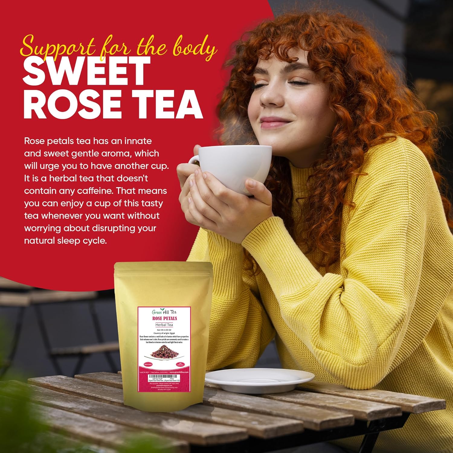 Greenhilltea Premium Dried Rose Petals - Caffeine Free Rose Tea - Edible Flowers for drinks, Baking, Desserts, Cocktails, Wedding Toss & Herbal Tea Infusions - 4 OZ
