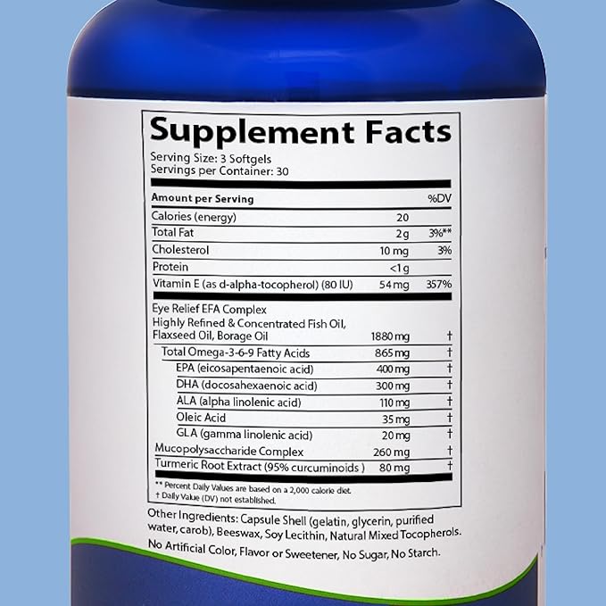Doctor’s Advantage Eye Relief Supplement - 90 Softgels, 1-Month Supply - Natural Triglyceride Omega 3 Fish Oil for Retinal Gland Support