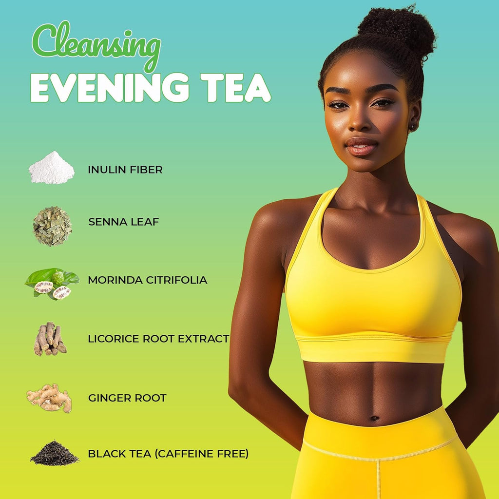 Skinny Teas Instant Tea Sticks – Cleansing Evening Tea – 14 Ct – Herbal Detox Blend with Colon and Body Cleansing Herbs – All Natural Gentle Cleanse, Reduce Bloat (Lemon Honey)